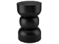 Table d'appoint ou tabouret noir en forme de sablier avec une finition mate.