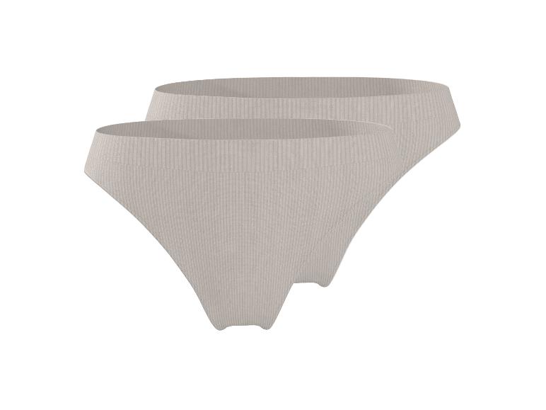 Lot de 2 culottes taille haute côtelées de couleur beige.
