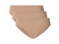 Lot de trois culottes femme couleur beige.