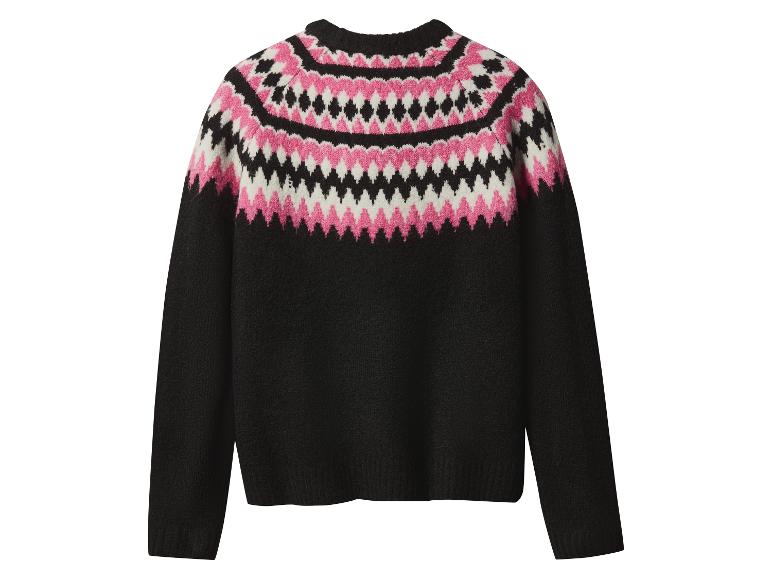 Pull noir avec motif Fair Isle rose et blanc
