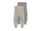 Deux leggings bébé, un beige côtelé avec des oursons et un gris uni.