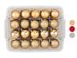 Lot de 70 boules de Noël LIVARNO® : boules dorées mates, brillantes et pailletées dans une boîte.