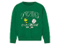 Sweat-shirt vert Peanuts avec Snoopy jouant au baseball.