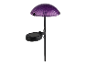 Lampe solaire en forme de champignon violet.