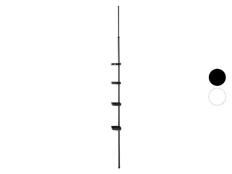 Étagère de douche télescopique noire avec quatre paniers de rangement