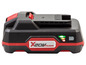 Une batterie X20V TEAM noire et rouge avec un indicateur vert.