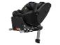Siège auto noir pour enfant avec base ISOFIX et support, vue latérale.
