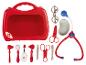 Ensemble de jeu de docteur avec une mallette rouge et un stéthoscope.