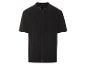 Chemise polo noire à manches courtes en tricot côtelé.