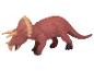 Un jouet de dinosaure Triceratops en plastique de couleur marron.