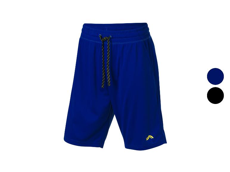 Short de sport bleu avec cordon de serrage.