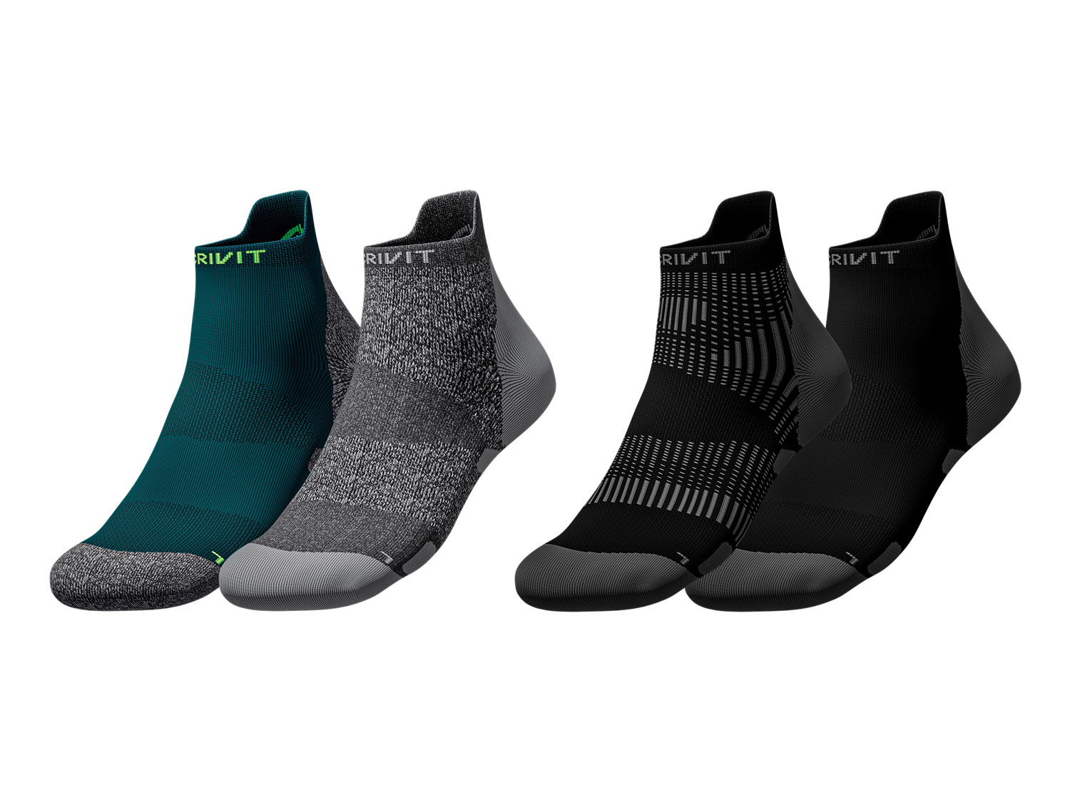 CRIVIT Lot de 2 paires de chaussettes de running homme