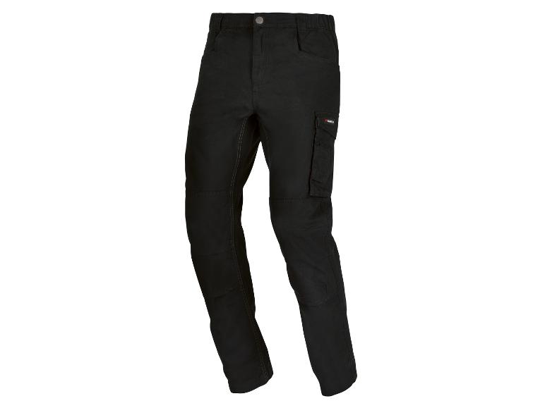 Pantalon de travail noir avec logo Parkside et des poches supplémentaires.