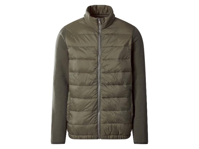 Veste matelassée vert olive pour homme avec manches tricotées et fermeture éclair