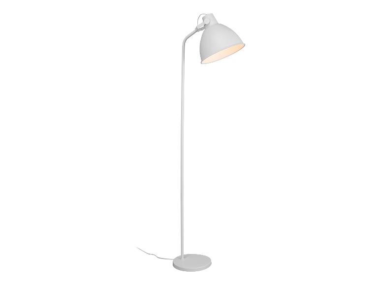 Lampe sur pied blanche avec abat-jour de style moderne.