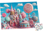 Puzzle pour enfants avec l'illustration d'un château de bonbons imaginaire.