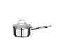 Saucepan en acier inoxydable avec couvercle en verre.