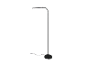 Lampe sur pied noire avec bras courbé, env. 130 cm de haut.