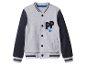 Veste bomber pour enfant, grise et bleu marine, avec logo PP.