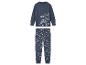 Un pyjama bleu avec un motif de dinosaure pour enfants.