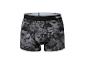 Boxer homme à motif abstrait gris et noir, avec ceinture élastique noire.