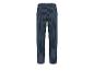 Pantalon bleu foncé à rayures verticales.