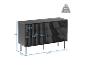 Commode noire à trois tiroirs avec dimensions, charge maximale 55 kg.