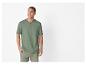 T-shirt et shorts en lin vert olive pour homme.