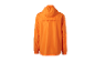 Veste orange à capuche, vue arrière.