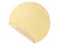 Une nappe ronde jaune avec un motif ondulé.