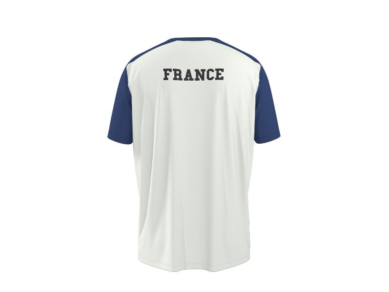 T-shirt blanc et bleu avec le mot « FRANCE » dans le dos.