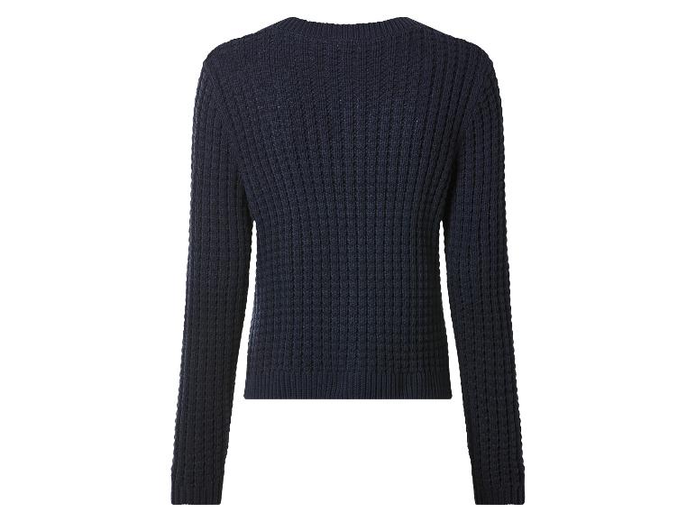 Pull en maille côtelée bleu marine, vue de dos