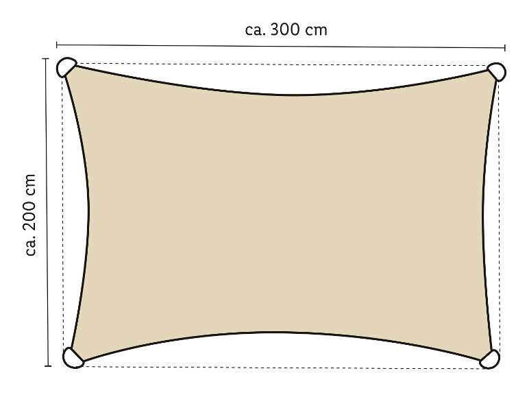 Voile d'ombrage beige de 300 cm x 200 cm.