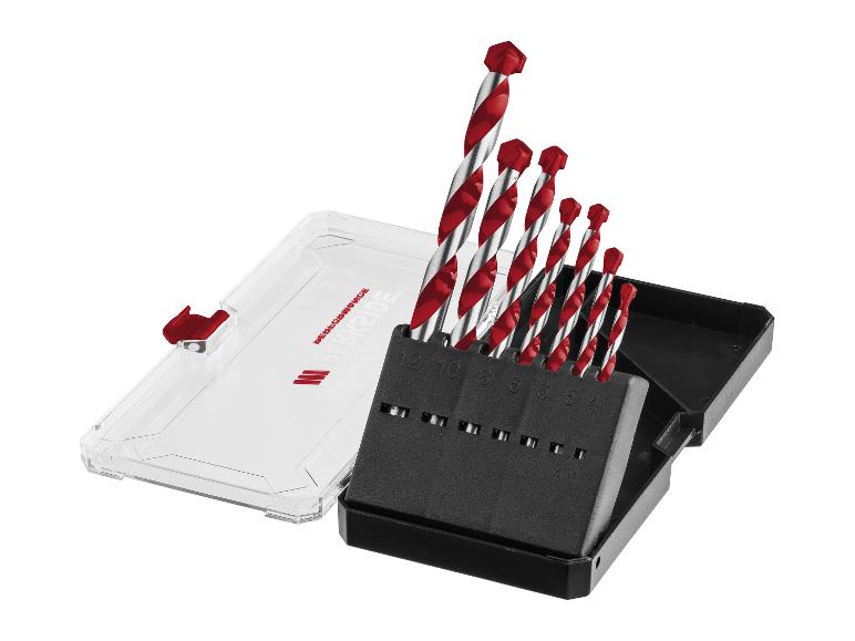 Jeu de forets à béton Würth, rouge et argent, dans un boîtier plastique.