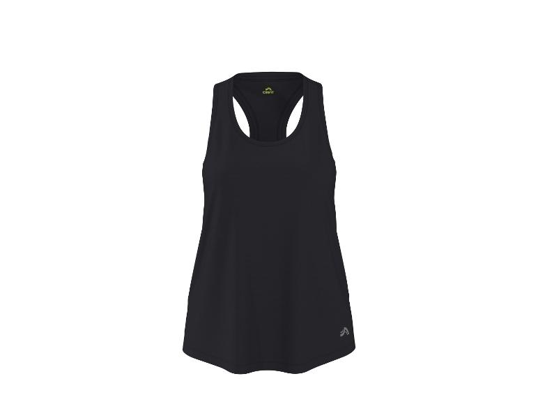 Débardeur de sport noir pour femme avec encolure ronde.