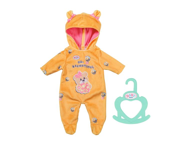 Combinaison jaune BABY born avec abeilles et ourson, avec cintre vert.