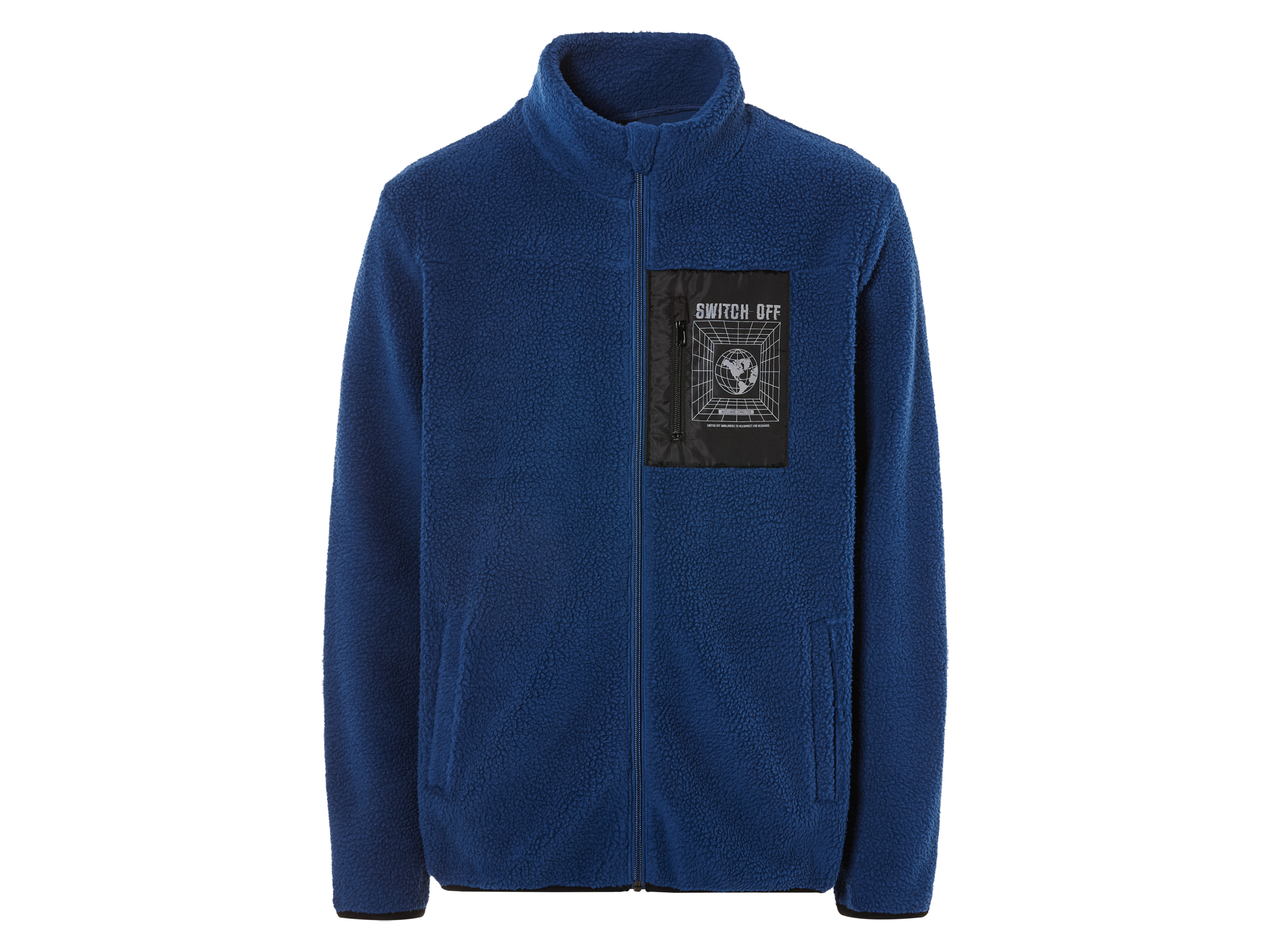 LIVERGY® Veste homme en sherpa (M, bleu foncé)