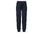 Pantalon de survêtement bleu foncé avec taille élastique et chevilles resserrées.