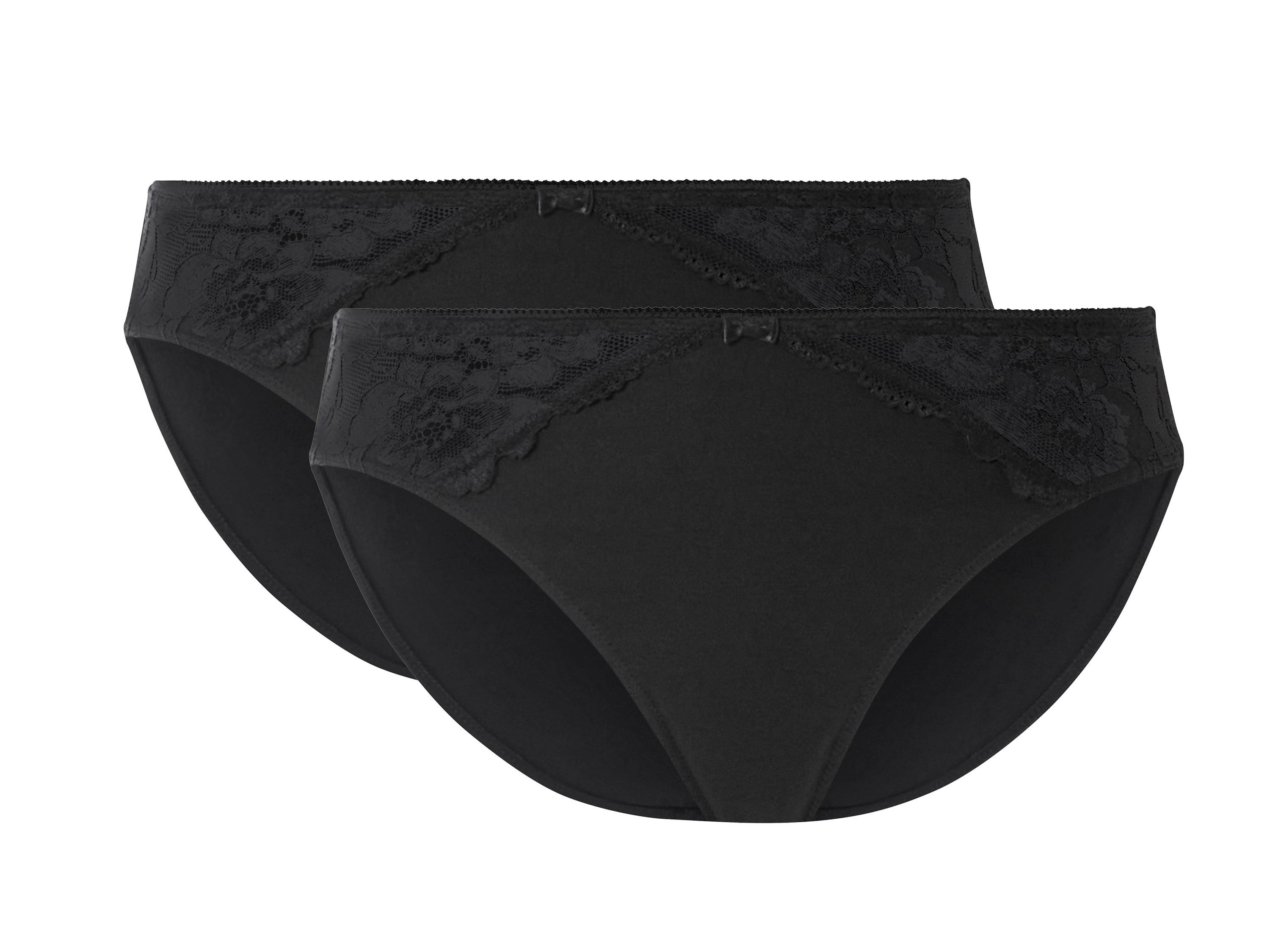 esmara® Lot de 2 slips femme en dentelle (noir, M(38/40))