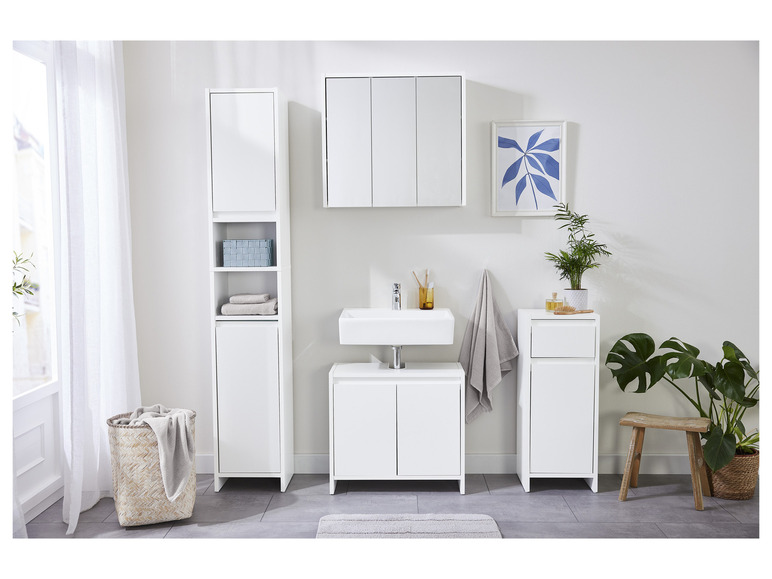 Aller en mode plein écran : LIVARNO home Armoire de salle de bain avec miroir Oslo, 65 x 60 x 17 cm, blanche - Image 2