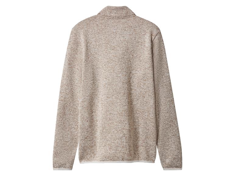 Veste polaire chinée beige avec fermeture éclair et col montant, vue de dos.