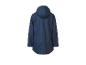 Un imperméable bleu à capuche.
