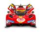 Modèle de voiture de course Ferrari numéro 50 avec les portes ouvertes.