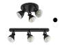 Spots de plafond noirs avec trois et quatre ampoules.