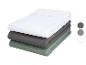 Pile de draps-housses en blanc, gris et vert