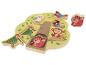 Puzzle en bois en forme d'arbre avec des pièces d'animaux, dont un renard, une chouette, des oiseaux et un singe.
