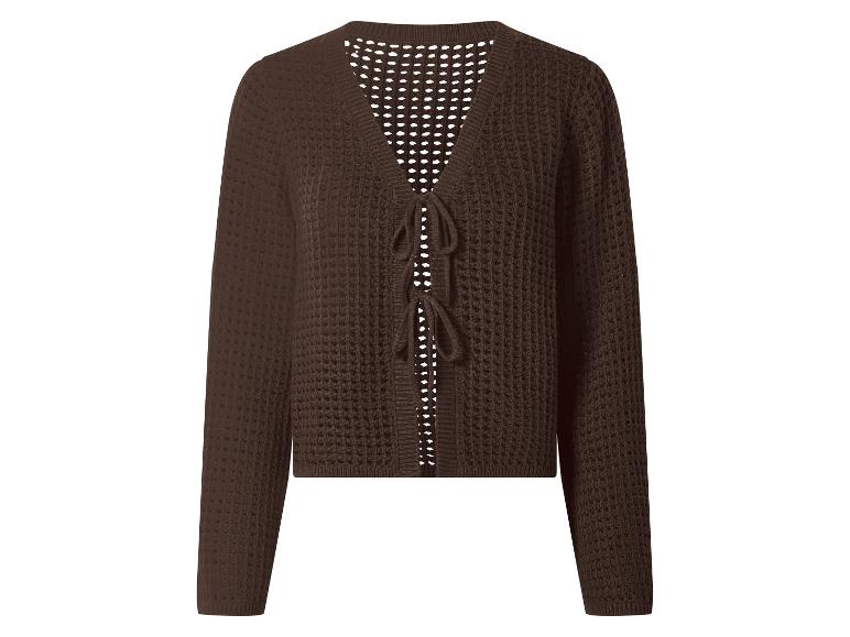 Cardigan marron pour femme à manches longues avec liens à nouer.