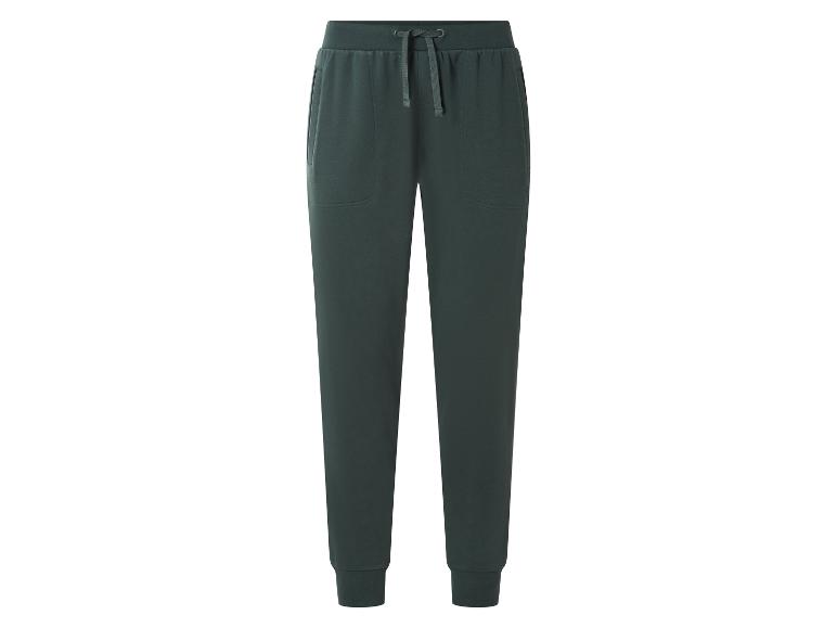 Pantalon de survêtement vert foncé avec cordon de serrage à la taille et poignets élastiques.