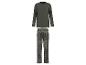 Pyjama homme à manches longues kaki avec pantalon à carreaux.