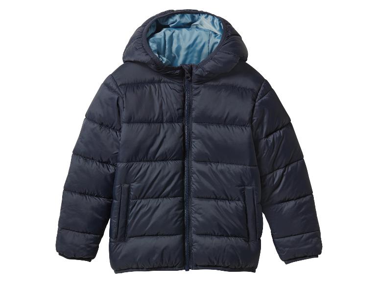 Blouson d'hiver bleu marine pour fille, avec capuche.